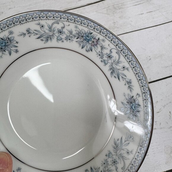 Noritake Fine China Blue Hill Soup Cereal Bowls Silver Trimmed Edge Lot of 2 - Picture 14 of 16